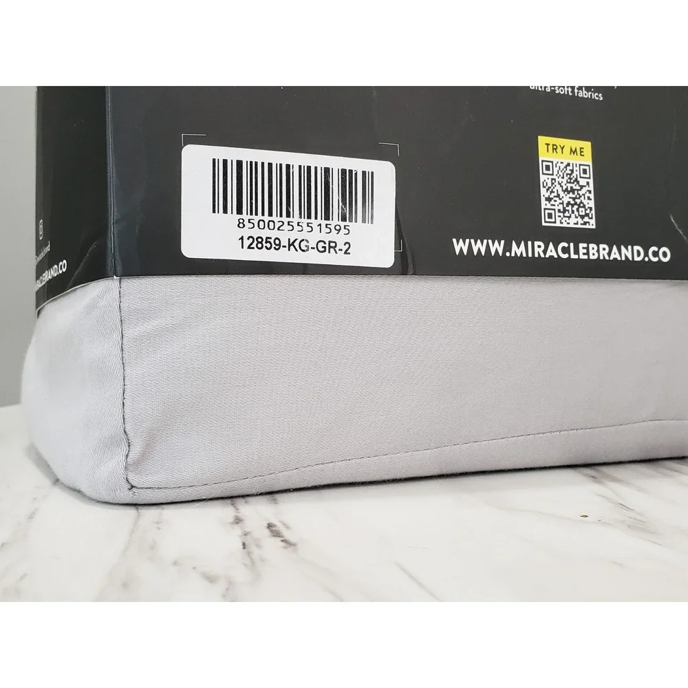 Miracle Made Luxe Cooling Sheet Set LIGHT GRAY 4 piece fitted flat pillowcase